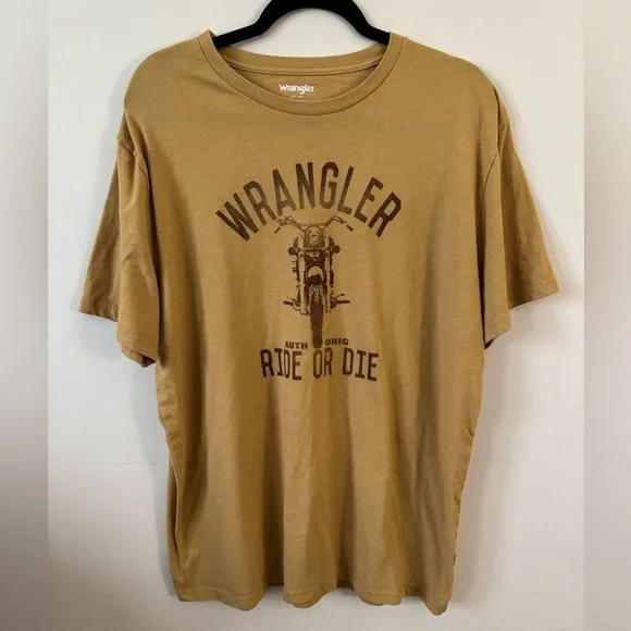 Wrangler Men’s Graphic Ride Or Die T-Shirt Size XL Mustard Yellow - Picture 1 of 3